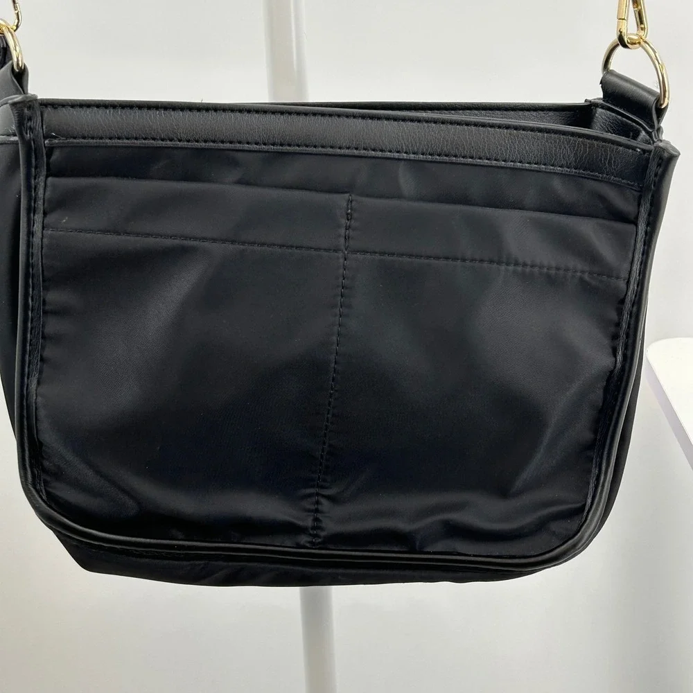 Tommy Bahama Black‎ Nylon Crossbody Bag Organizer Travel Purse Gold Hardware
